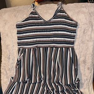 Xhilaration Striped Jumpsuit - Black, White, Red, Blue